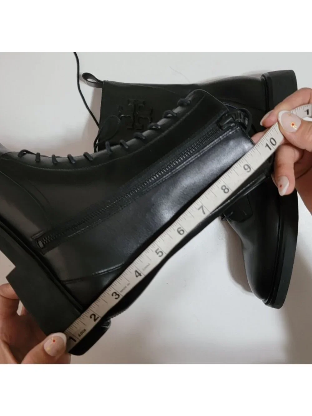 NEW Tory Burch Combat Boots Leather Luxury Designer Double T Logo Y2K Womens 10
